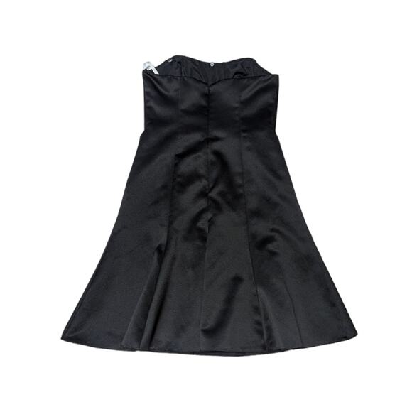 Davids Bridal Strapless Little Black Dress Satin A-Line Womens 8 Semi Formal Zip - Picture 3 of 5